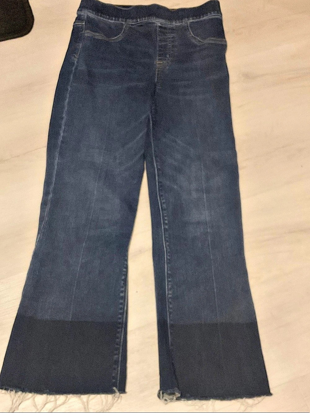 SPANX Two-Tone Cropped Kick Flare Jeans Blue Small/Petite